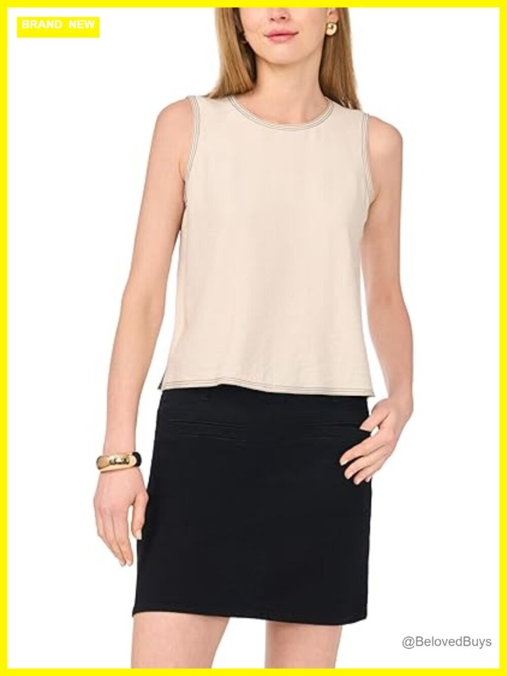 Sleeveless Top with Topstitch Detail